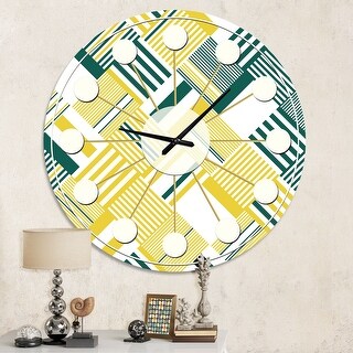 Designart 'Abstract Diagonal Stripe Pattern' Mid-Century wall clock ...