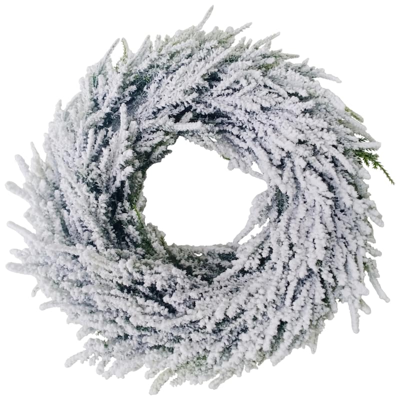 Heavily Flocked Artificial Pine Christmas Wreath - 11.75"