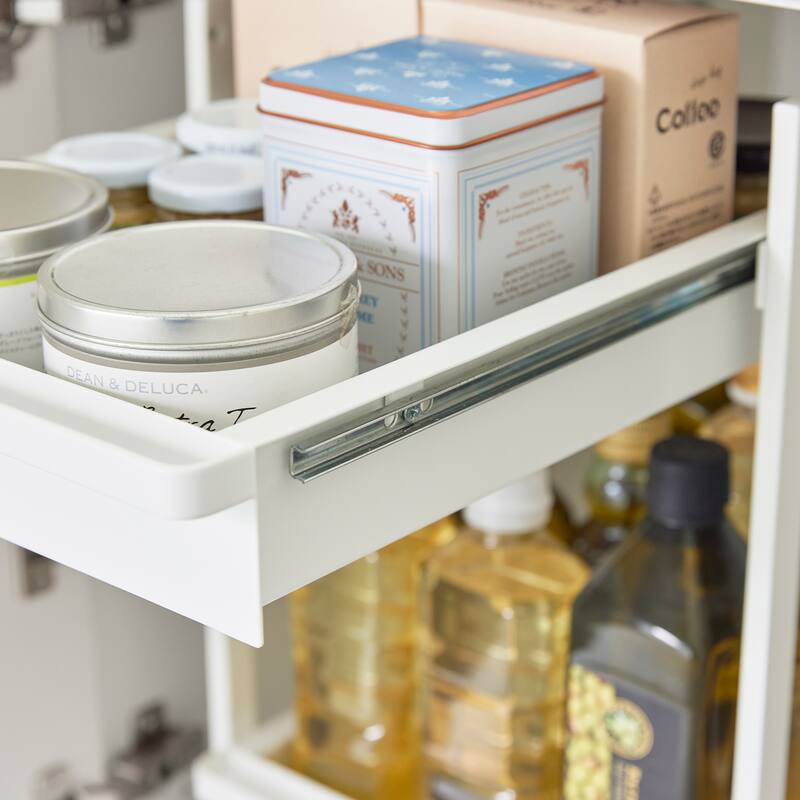 Yamazaki Home Under-Sink Rack with Pull-Out Shelf, Steel, Adjustable - L 26.97 x W 11.97 x H 17.83 inches