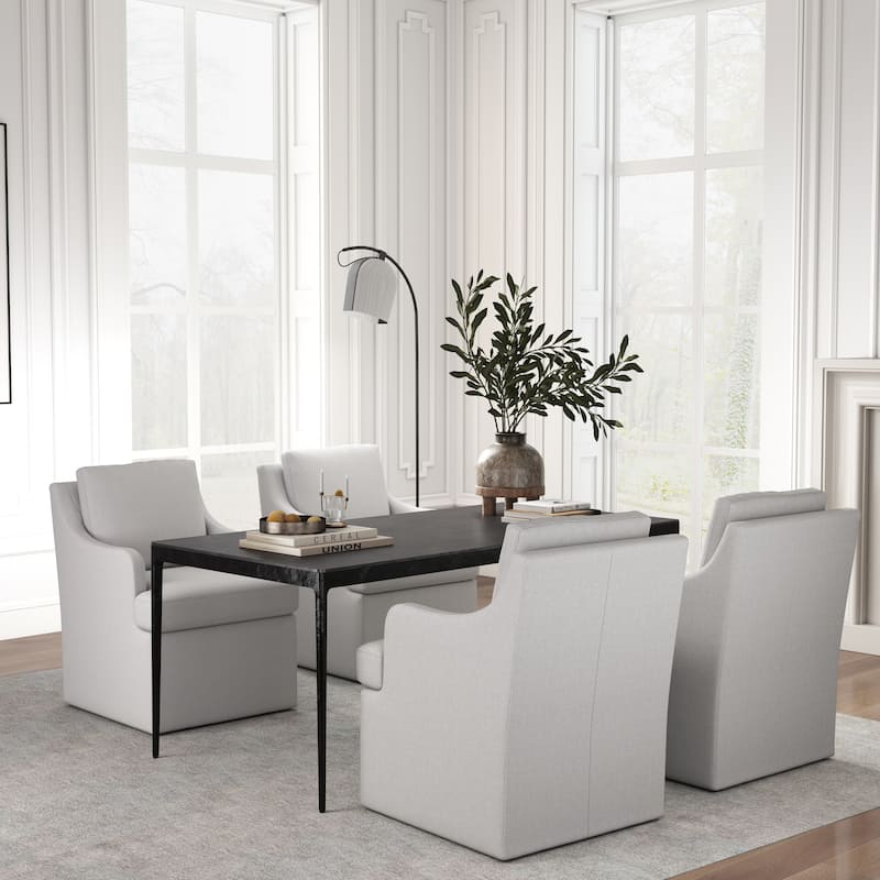 Upholstered Dining Chairs, Modern Kitchen Chairs Dinner Chairs with 4 Casters - Set of 4 - Grey