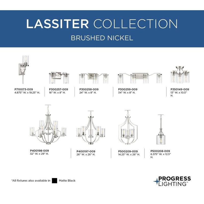 Lassiter Collection Three-Light Brushed Nickel Foyer - 23.200" x 17.000" x 9.000" - 23.200" x 17.000" x 9.000"