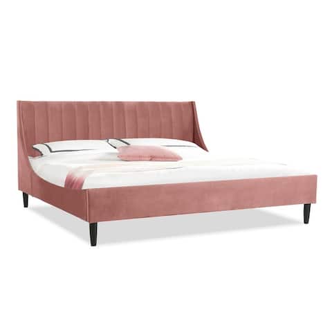 Aspen Mid-Century Modern Low Profile Upholstered Platform Bed