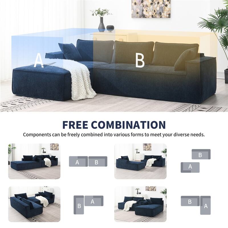 Minimalist Style Modular Sectional Sofa,L-Shaped Compressed Sofa
