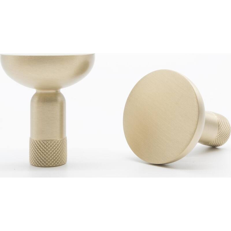 Hapny Home K32 Knurled 1-3/16" Modern Industrial Luxury Solid Metal - Satin Brass