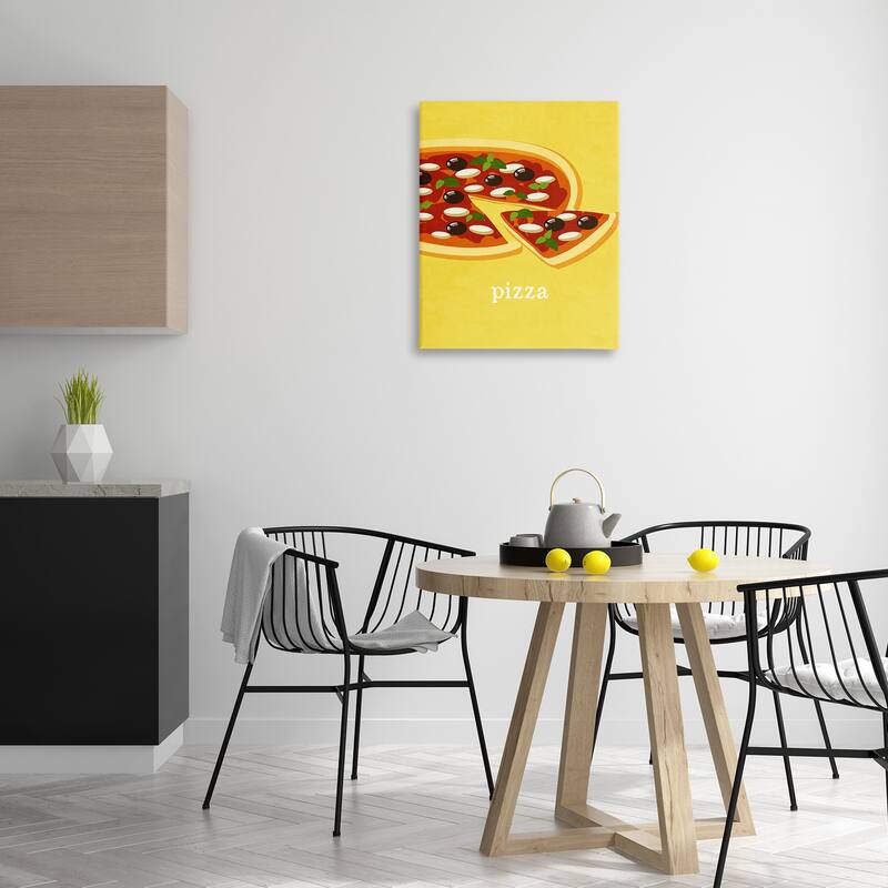 Stupell Delicious Pizza on Yellow Canvas Wall Art Design By Kim Allen