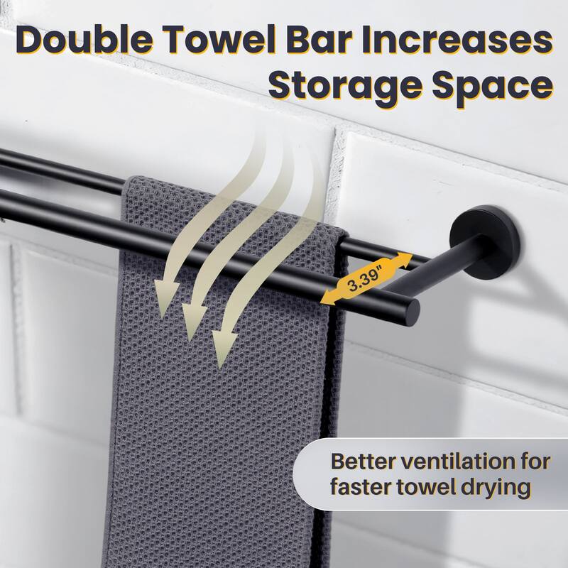 WOWOW Wall Mounted Stainless Steel Double Towel Bar