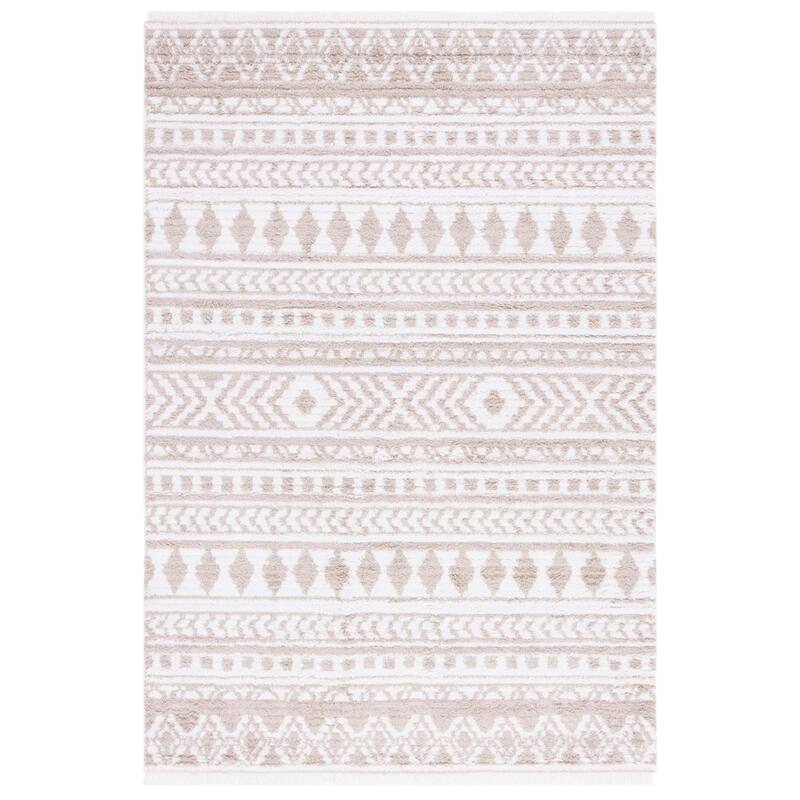 SAFAVIEH Augustine Libera Rustic Moroccan Fringe Rug - 5' x 7'7" - Ivory/Beige