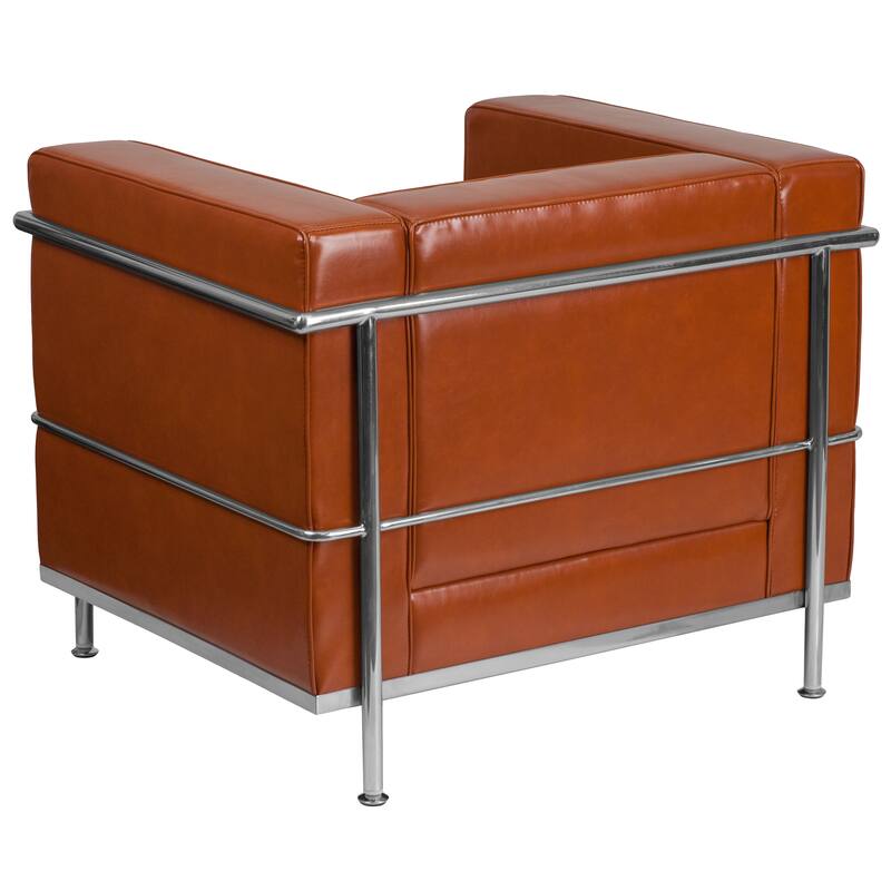 Contemporary LeatherSoft Chair with Double Bar Encasing Frame