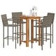 preview thumbnail 1 of 46, vidaXL 5 Piece Patio Bar Set Gray Solid Wood Acacia and Poly Rattan - 23.6" x 23.6" x 41.3"