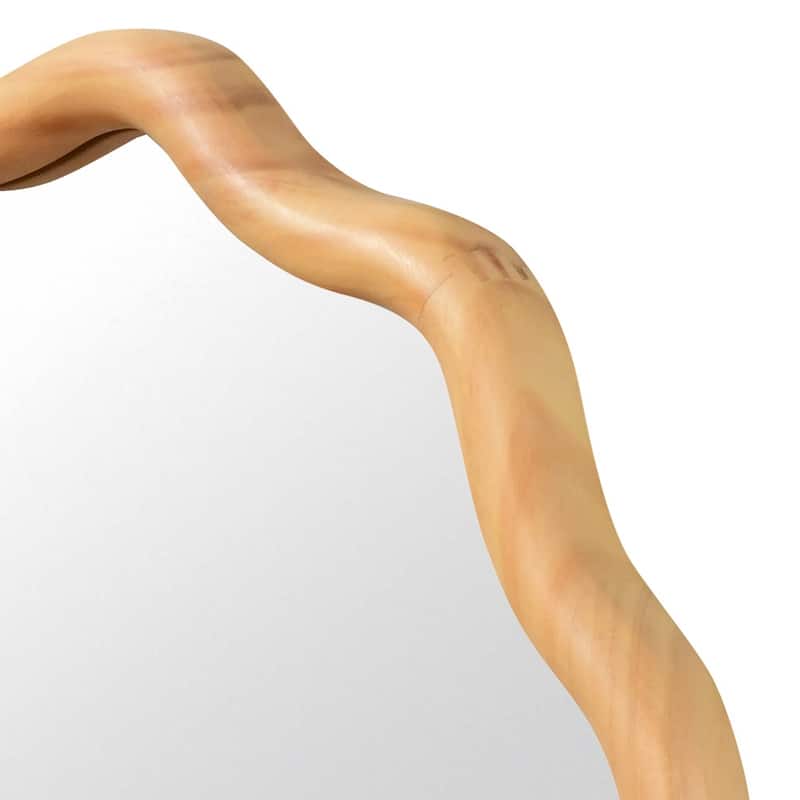 24 inch Wavy Round Solid Wood Frame Decorative Mirror