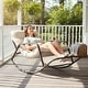 preview thumbnail 3 of 25, Oversized Papasan Rocking Lounge Chair with Footrest, Heavy-Duty 450lbs Metal Frame, Indoor Outdoor Patio Rocker with Cushion