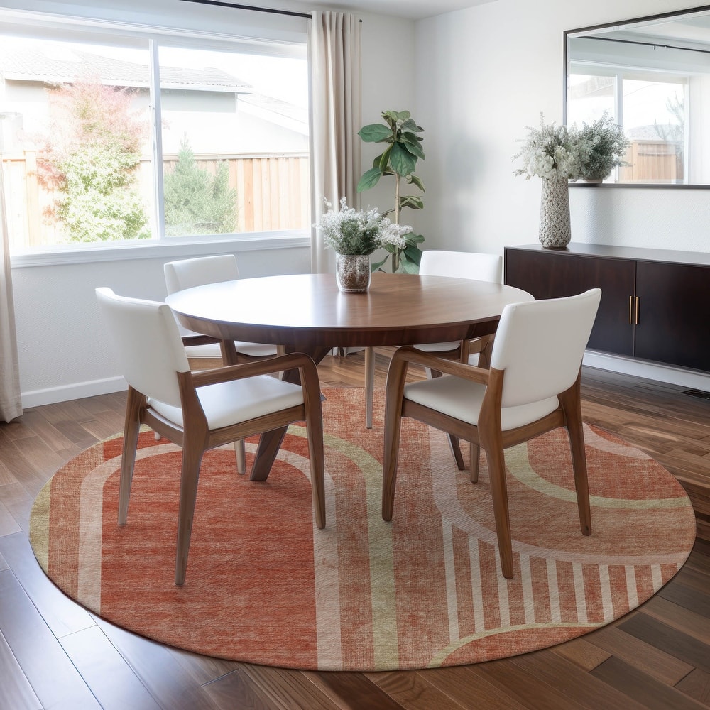 Machine Washable Indoor/ Outdoor Chantille Mid Century Modern Rug