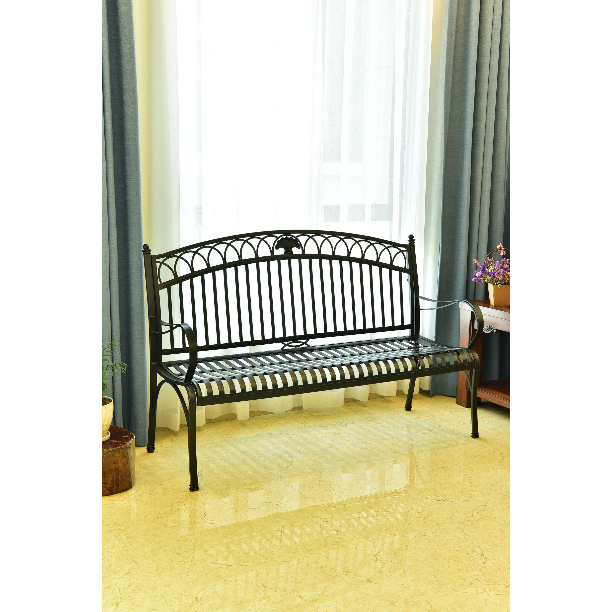 Shop International Caravan Segovia Iron 3 Seater Garden Bench