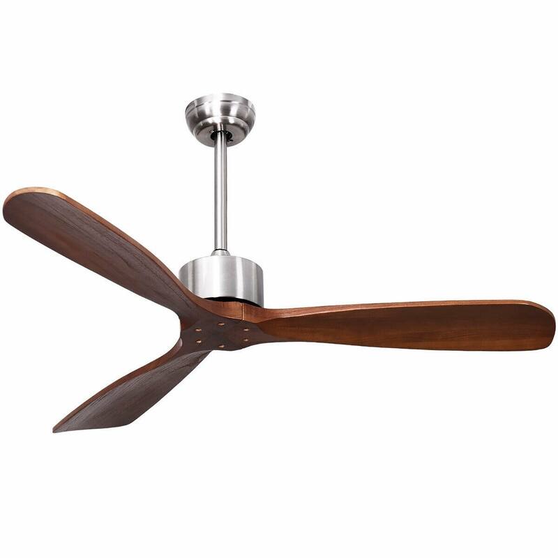 52" Modern Brushed Nickel Finish Ceiling Fan with Remote Control - 26" L x 6+.5" x 52" D