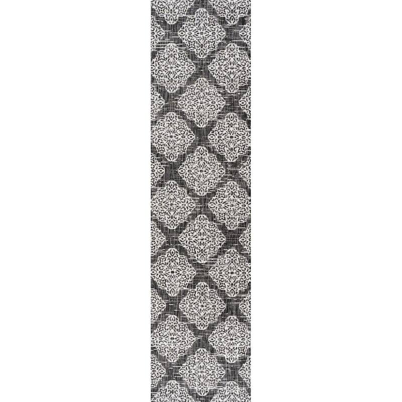 JONATHAN Y Arabesque Ornate Medallions Indoor/Outdoor Area Rug - 2 X 8 - Black/Ivory