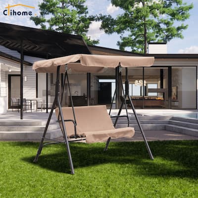 Clihome 2 Person Outdoor Porch Swing with Removable Cushions