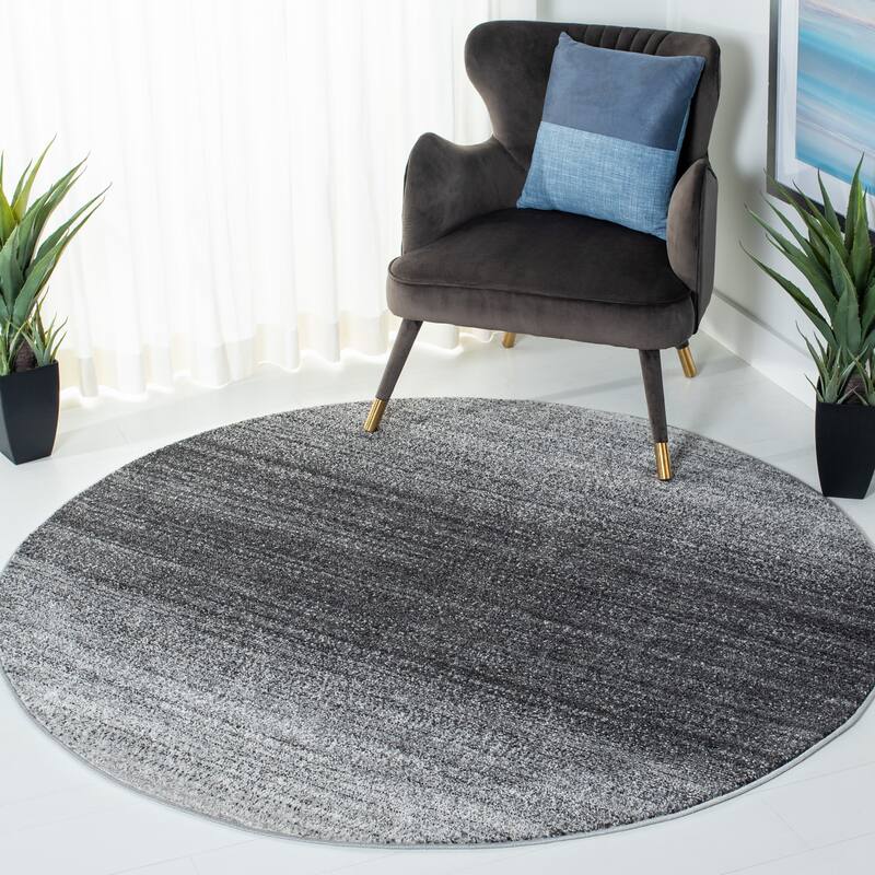 SAFAVIEH Adirondack Muzeyyen Ombre Distressed Rug - 6' Round - Grey/Dark Grey