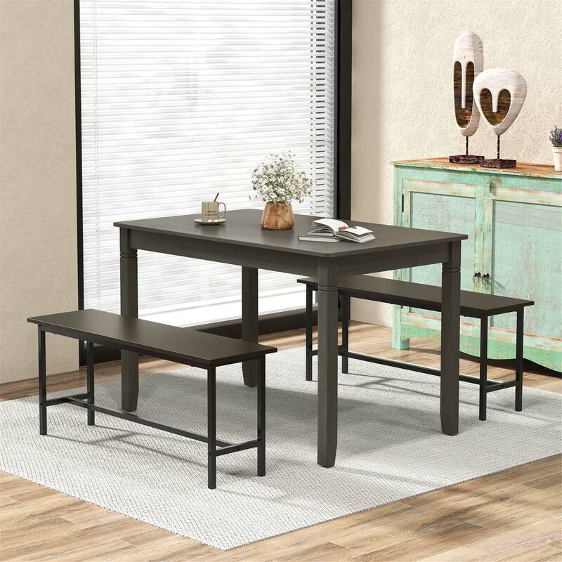 Gymax 48'' Wooden Dining Table for 4 People w/ Rubber Wood Legs