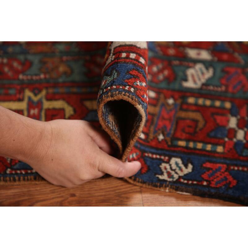 Vegetable Dye Antique Heriz Serapi Persian Runner Wool Carpet - 3'5" x 10'4"