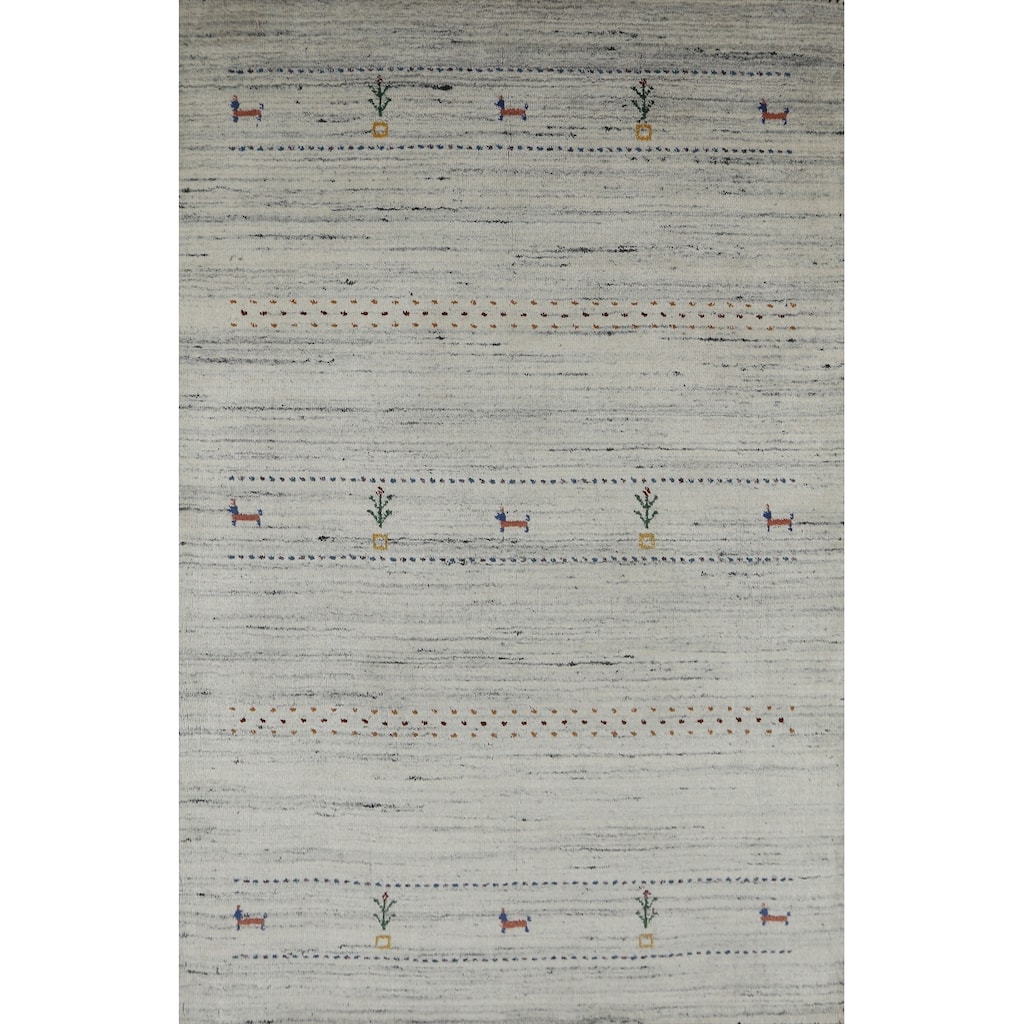 Gabbeh Indian Rug Handmade Wool Tribal Beige Carpet - 4'0" x 5'9"