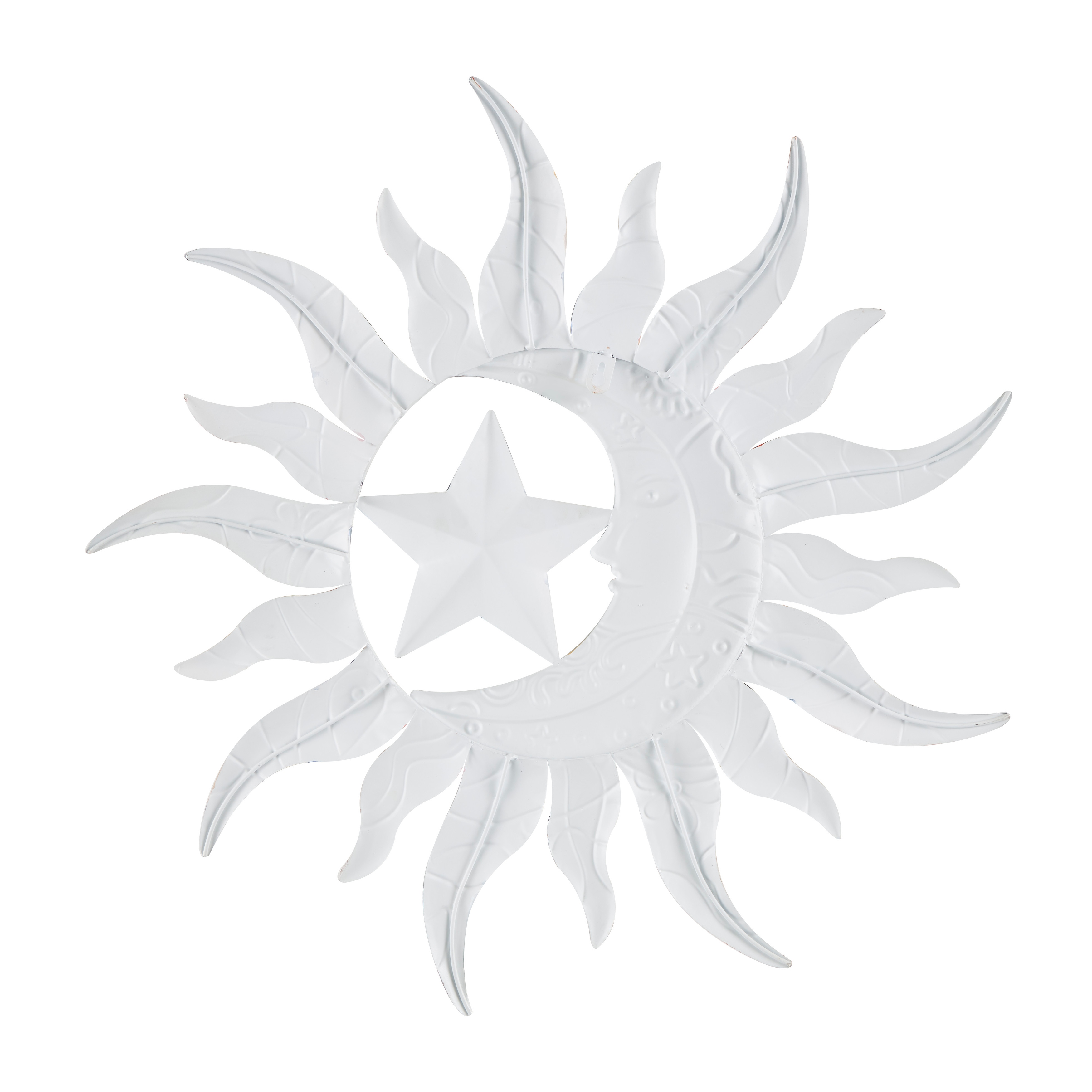 Multi Color Metal Eclectic Whimsical Celestial Sun Art Wall Sculpture