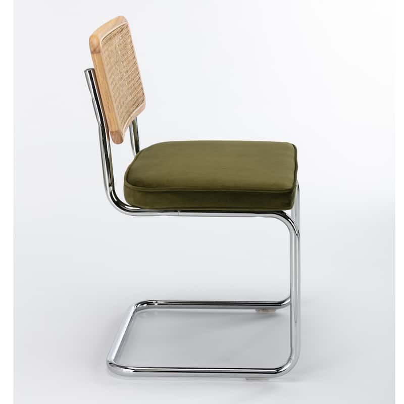 Latham Cane Back Velvet Side Chair (Set of 2)