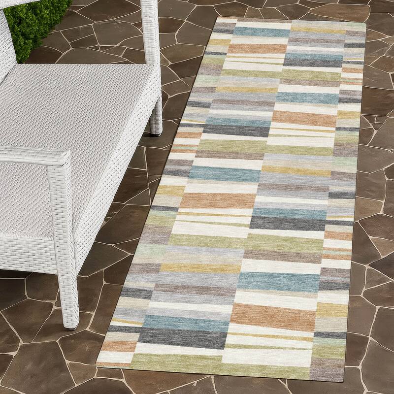 Machine Washable Indoor/ Outdoor Modern Antonito Chantille Rug - Ivory - 2'3" x 7'6"