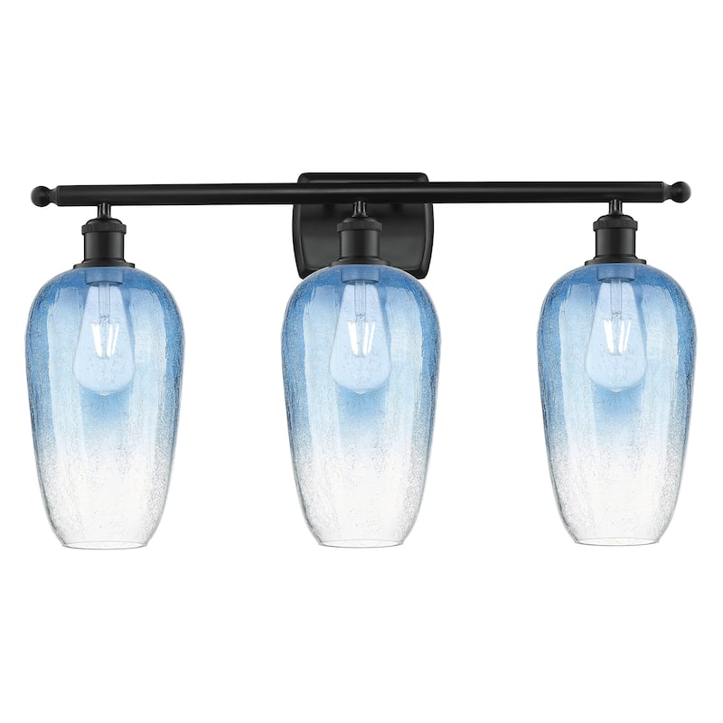 Innovations Lighting 516-3W-16-27 Brookhaven Flute Vanity Brookhaven - Matte Black / Sapphire Blue