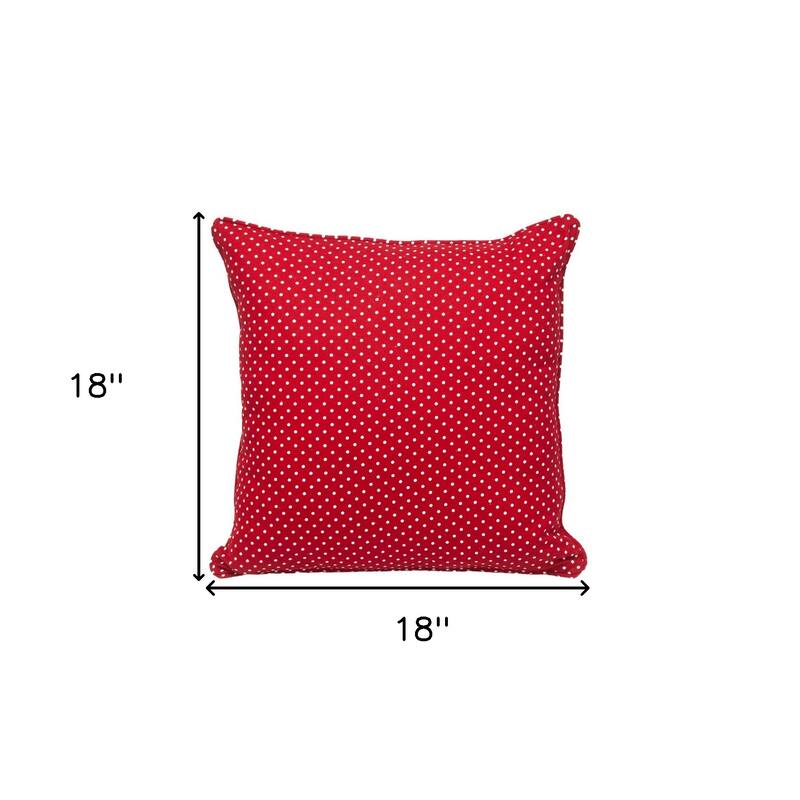 HomeRoots 18" Red and White Cotton Reversible Throw Pillow