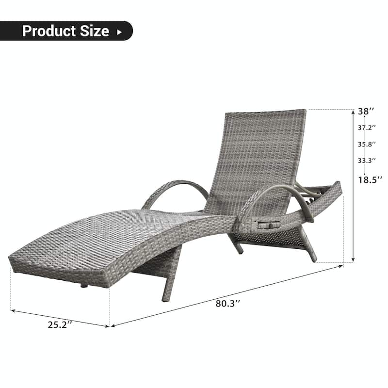 Outdoor Wicker Chaise Lounge Chairs Set of 2