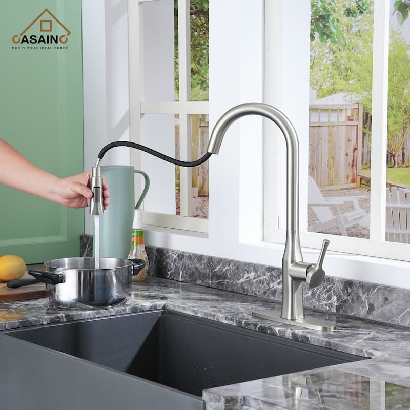Stainless Steel Single Handle Pull Down Sprayer Kitchen Faucet