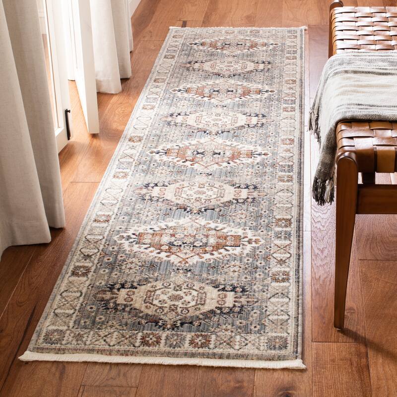 SAFAVIEH Herat Gaylene Traditional Distressed Rug - 2' x 8' Runner - Grey/Cream