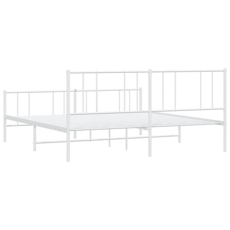 vidaXL Metal Bed Frame with Headboard, No Mattress