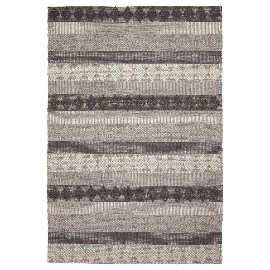 ECARPETGALLERY Braid weave Sienna Grey Wool Rug - 6'1 x 9'3