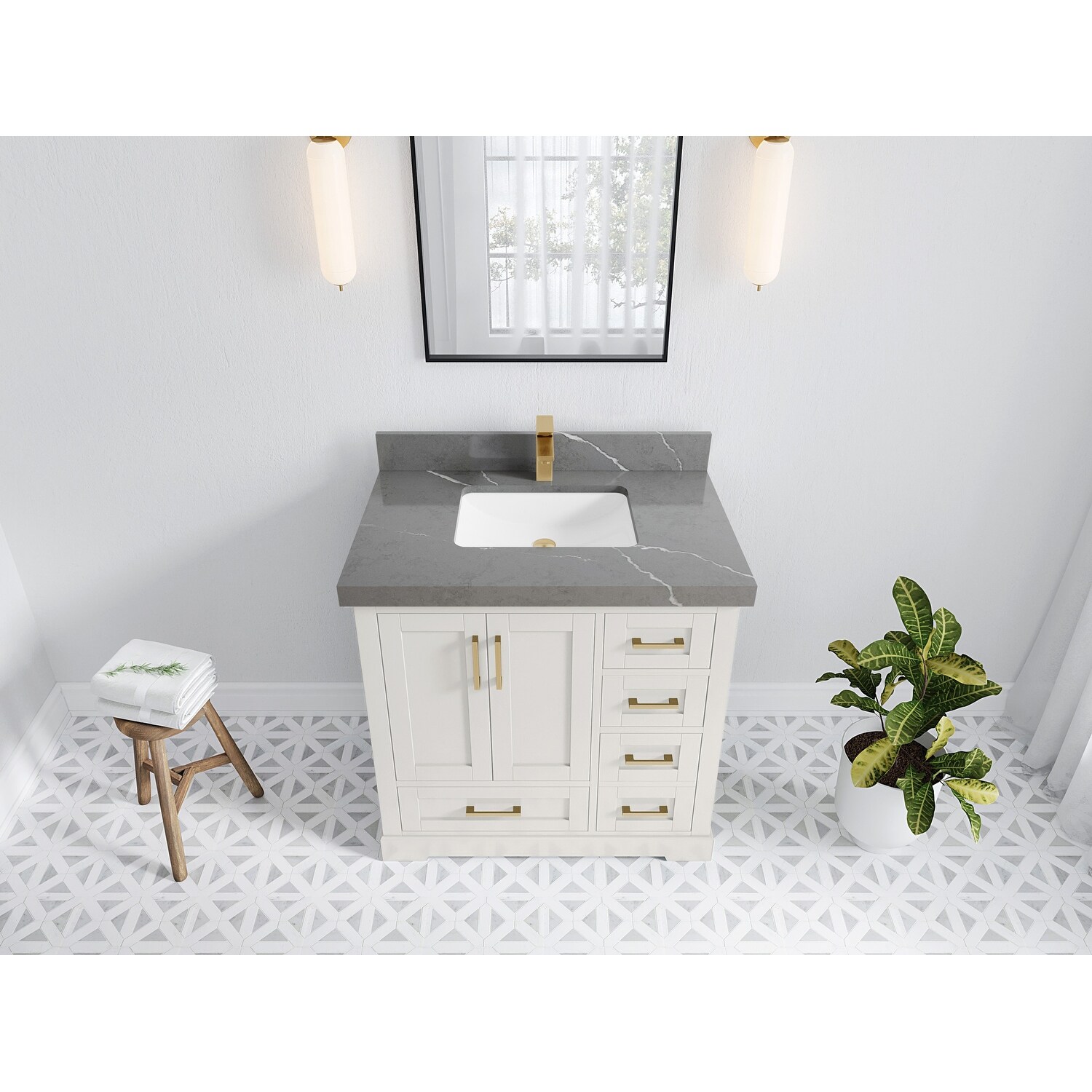 Willow Collections 36 in. W x 22 in. D Boston Center Left Offset Sink Bathroom Vanity With Counter top