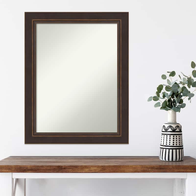 Non-Beveled Wood Wall Mirror - Lara Bronze Frame - Lara Bronze