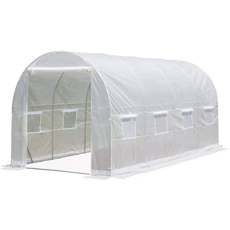 EROMMY Large Walk-in Greenhouse, Portable Greenhouse with 2 Roll-up Zippered Doors&20 Screen Windows, Tunnel Garden Plant