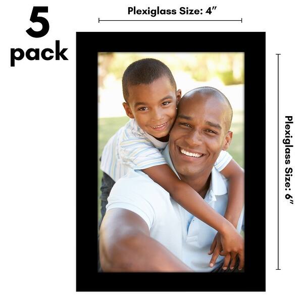 dimension image slide 1 of 22, Americanflat 5 Pack of Picture Frames with Mat - Plexiglass Cover