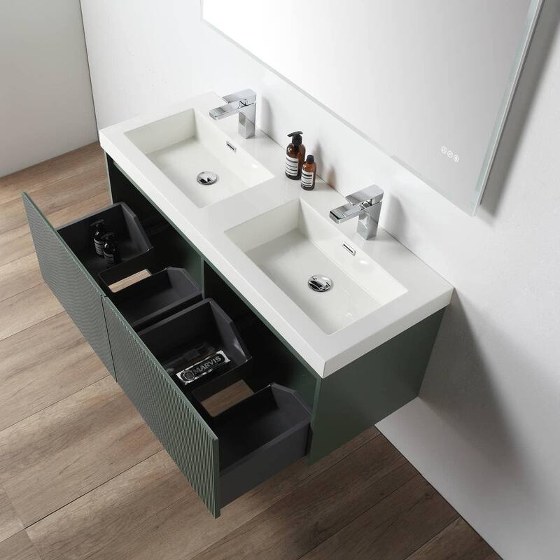 Blossom Positano 48" Floating Double Sink Vanity with Side Cabinets