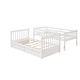 preview thumbnail 5 of 51, Twin Over Twin Bunk Bed Convertible 2 Platform Beds, Wooden Panel Bed with Ladder, Guardrail and 2 Drawers
