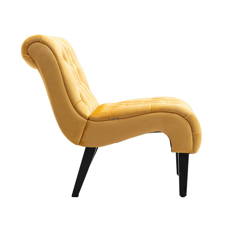 Velvet Upholstered Leisure Chair For Living Room With Wood Legs