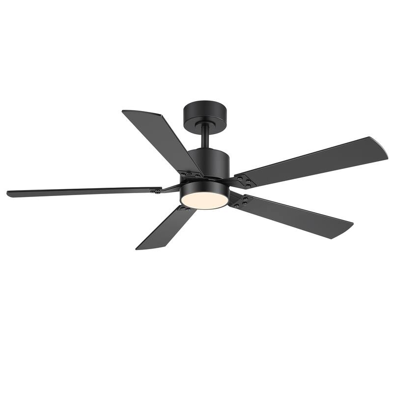 52-Inch Matte Black Ceiling Fan with RGB LED Light and Voice Control((5 Reversible Blades)