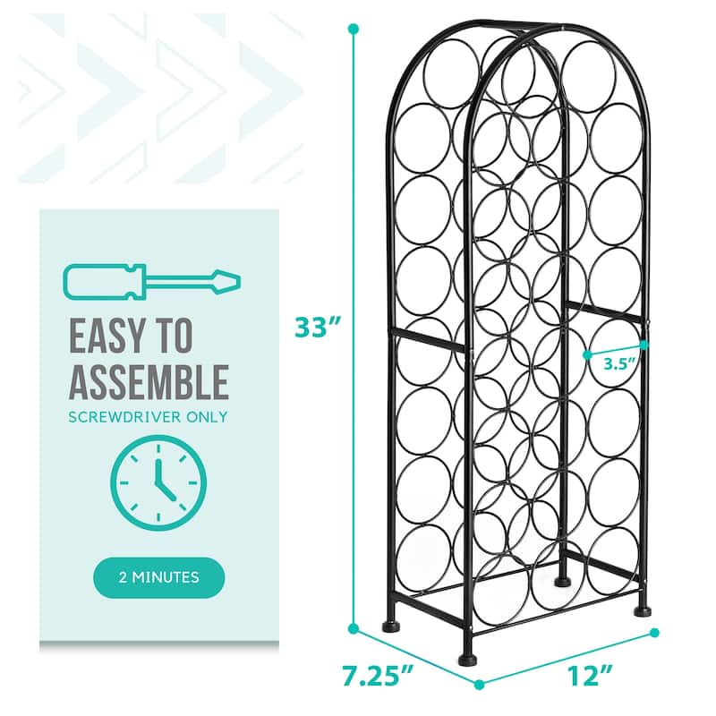 Sorbus Bordeaux Chateau Wine Rack, Holds 23 Bottles French Style - 7.25" L x 12" W x 33" H