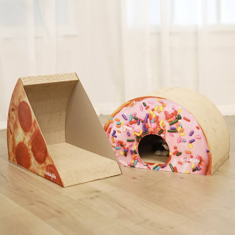 Cat Condo Scratcher Post Cardboard, Looking Well with Delicious Doughnut Shape Cat Scratching House Bed Furniture Protector