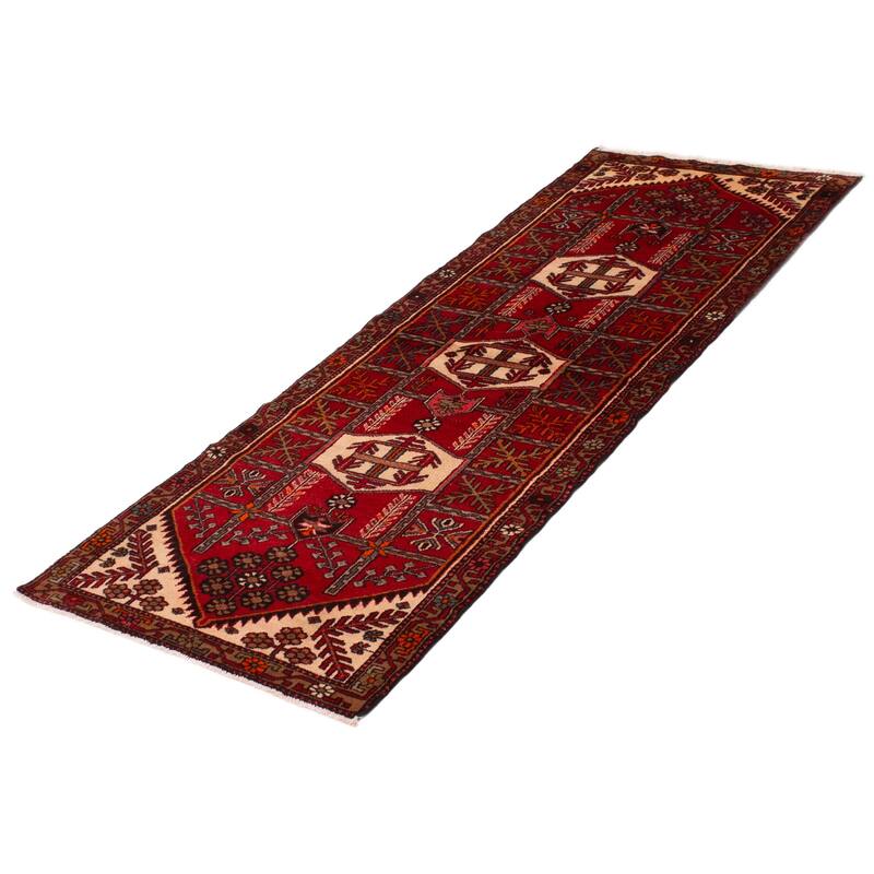 ECARPETGALLERY Hand-knotted Anadol Red Wool Rug - 3'5 x 9'6