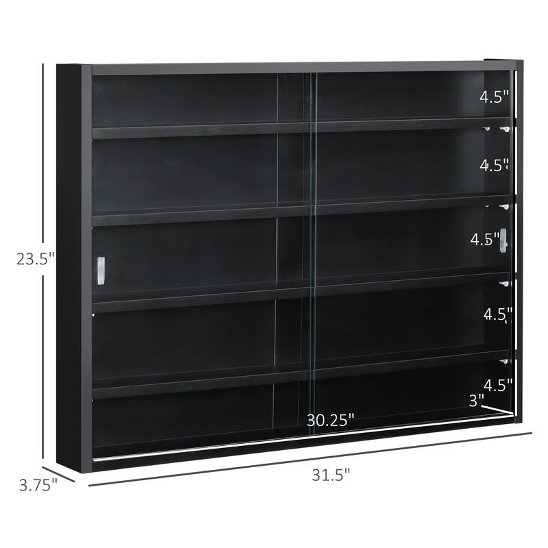 HOMCOM 5-storey Wall Shelf Display Cabinet w/2 Glass Doors and 4 Adjustable Shelves