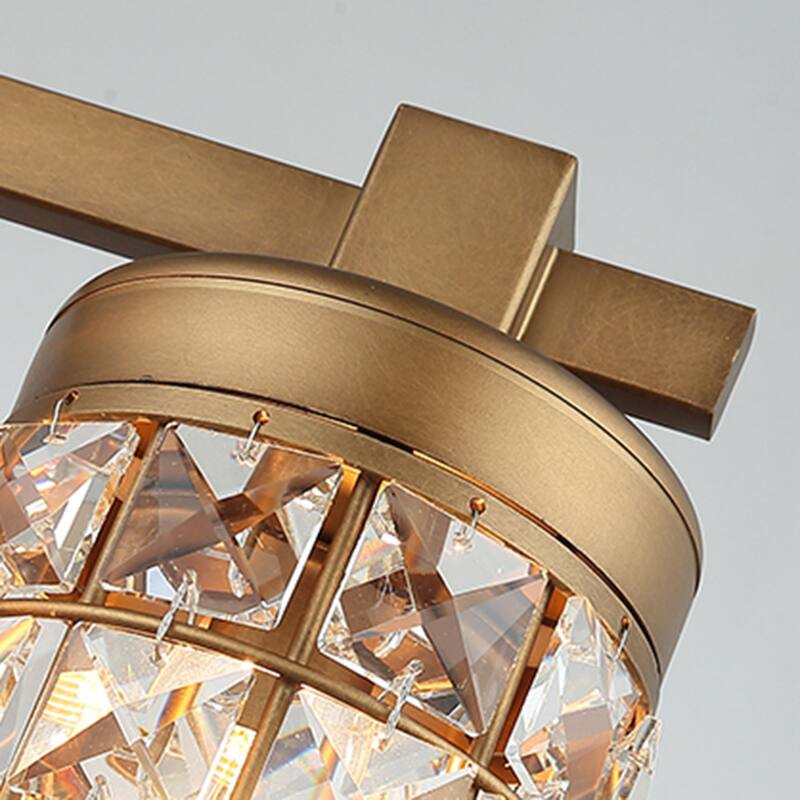 20" 3-Light Gold Wall Sconce with Crystal Cylinder Shade