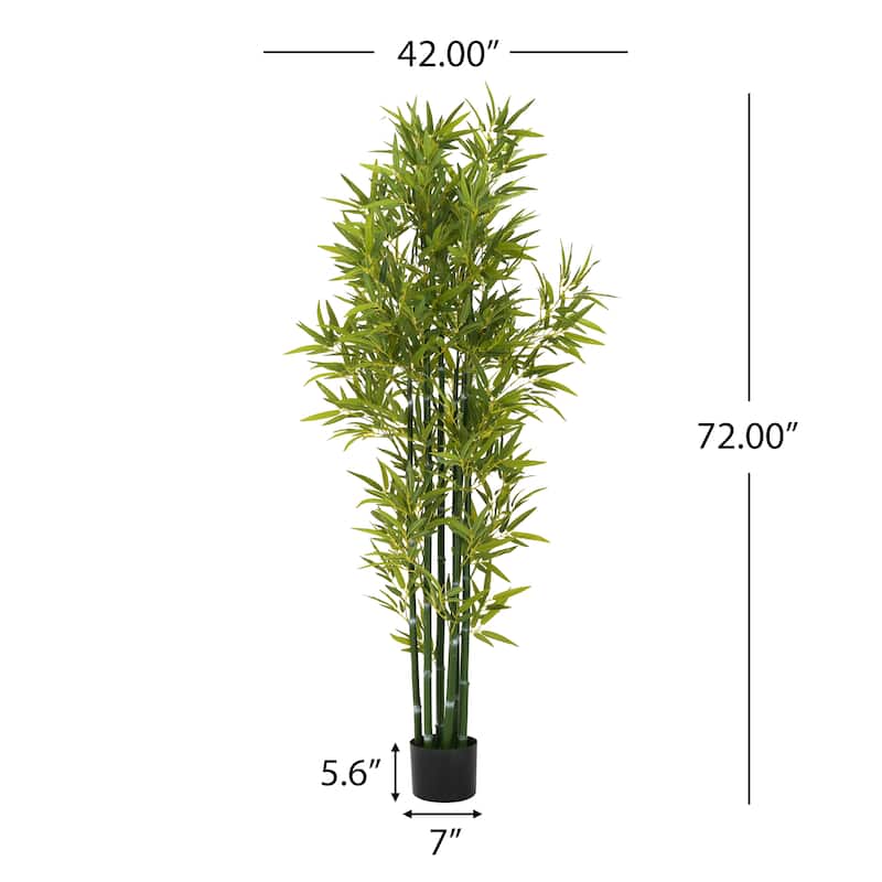 Christopher Knight Home - Kyoto 72" Artificial Bamboo Tree Set with Pots, 2-Piece Indoor or Outdoor Décor - PE