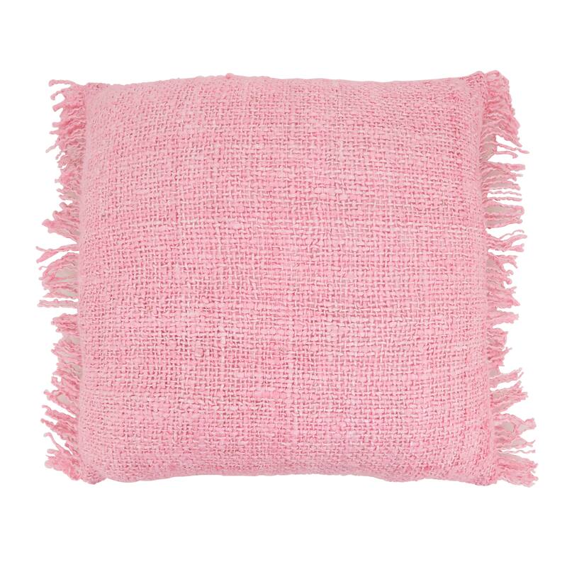 Fringe Throw Pillow - 20"x20" - Polyester - Pink