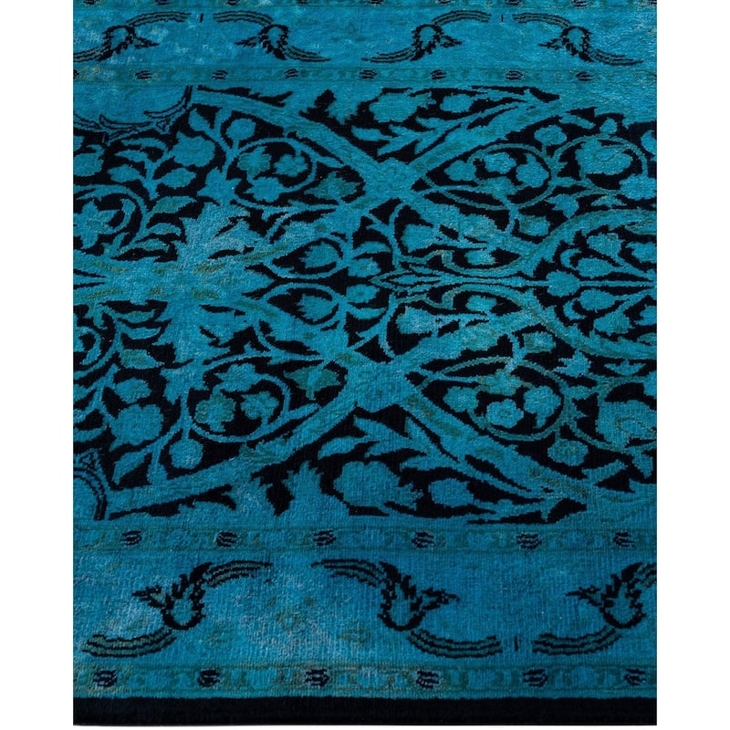 Fine Vibrance, One-of-a-Kind Hand-Knotted Runner Rug - Black, 2' 6" x 9' 10" - 2' 6" x 9' 10"